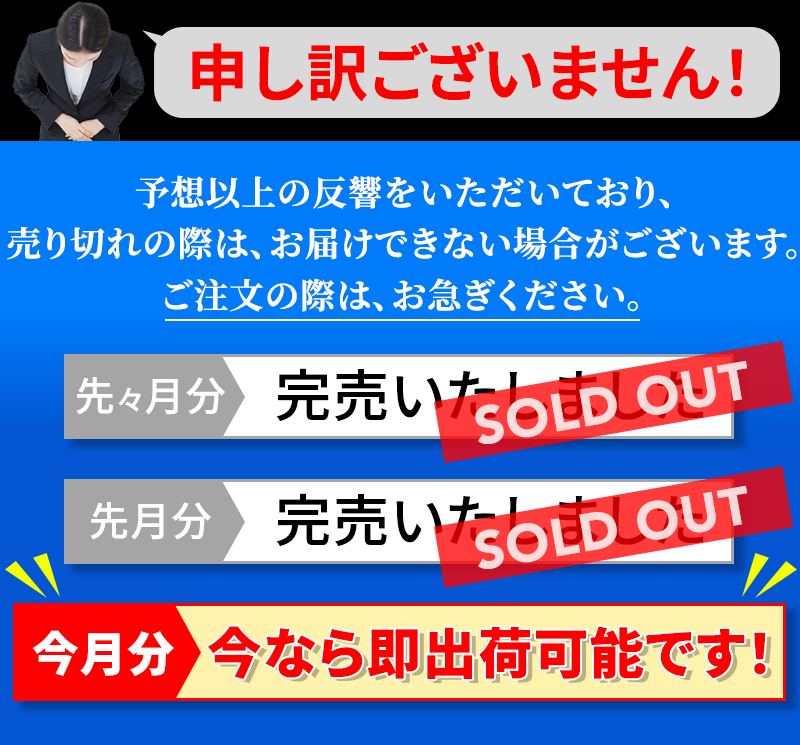 完売いたしました。今なら即出荷可能です！